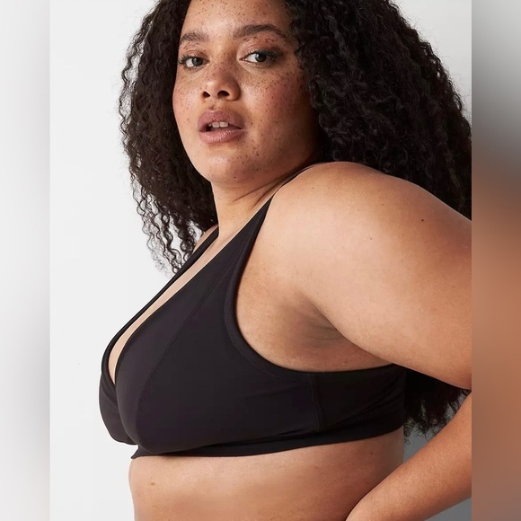 Cacique Unlined High Apex Bralette Black Ribbed Size 36DD - Picture 3 of 11